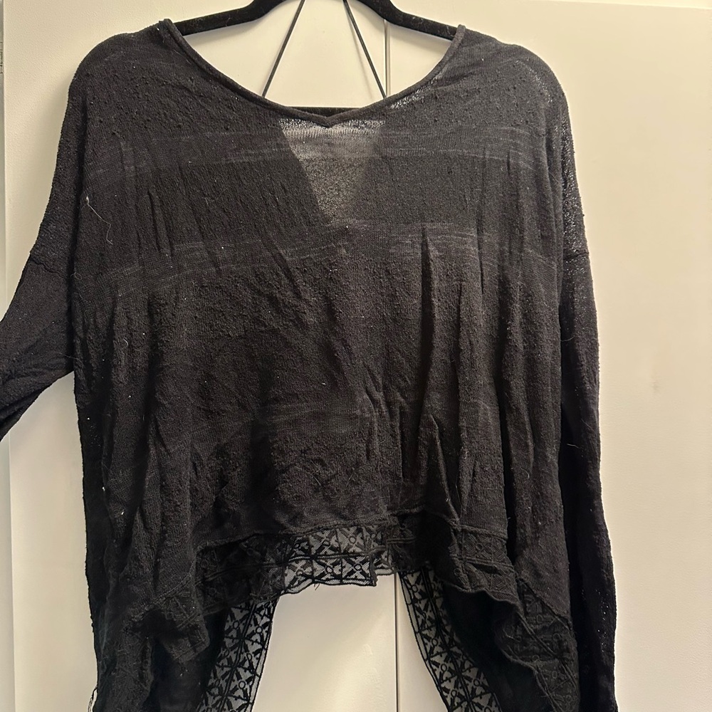 Free People Black Sheer Crop Top